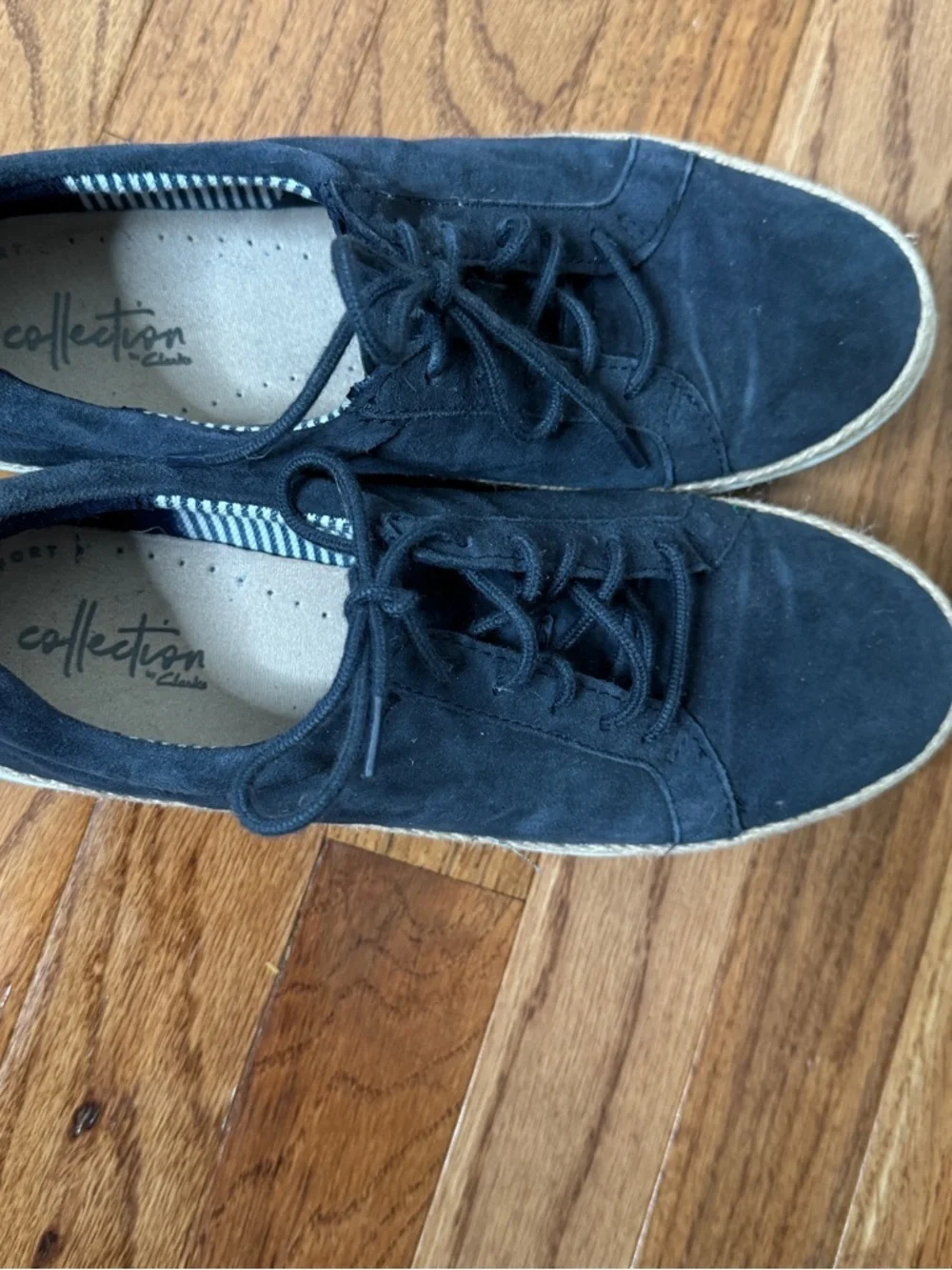 Clarks Black Nubuck Lace Up Marie Mist Sneaker Navy Size 8